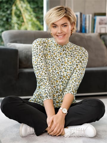 WITT WEIDEN Stehkragen-Shirt in ecru-ocker-bedruckt