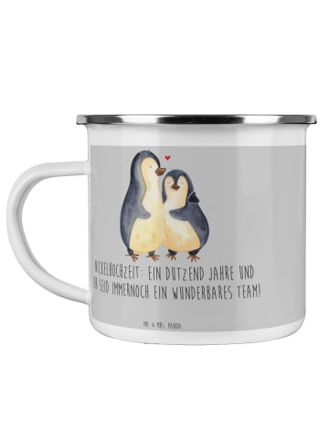 Mr. & Mrs. Panda Emaille Becher 12. Hochzeitstag Nickelhochzeit ... in Heather Grey