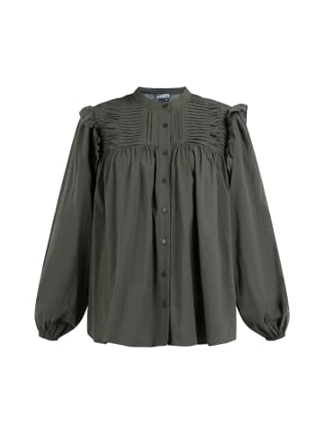DreiMaster Vintage Damen Langarmbluse in Dunkeloliv