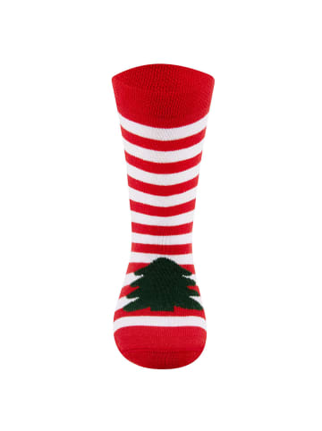 ewers 2er-Set Socken 2er Pack Xmas Weihnachtsmann/Tanne in rot-hochlandgrün