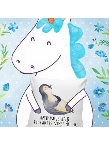 Mr. & Mrs. Panda Couchkissen Pinguin Lachen mit Spruch in Weiß