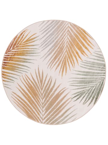 Pergamon Teppich Faro Tropical Blätter Rund in beige
