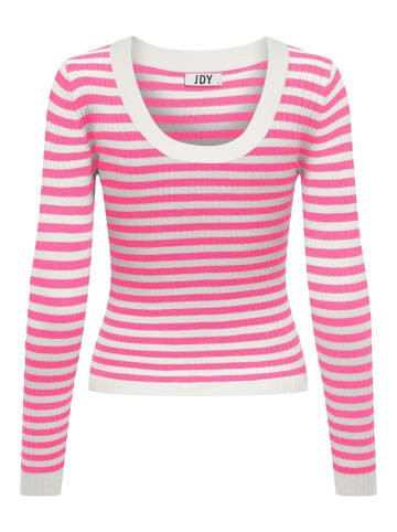 JACQUELINE de YONG Dünnes Rippstrick Langarm Shirt Basic Longsleeve JDYPLUM in Weiß-2