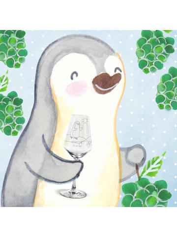 Mr. & Mrs. Panda Weißwein Glas Pinguin Surfer ohne Spruch in Transparent