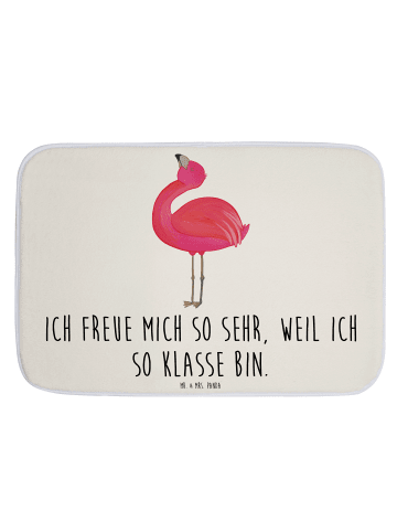 Mr. & Mrs. Panda Badvorleger Flamingo Stolz mit Spruch in Weiß