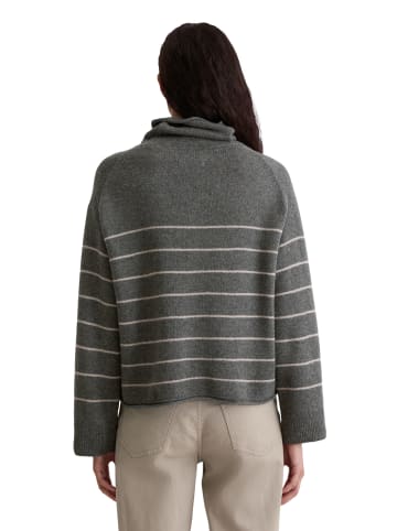 Marc O'Polo Gestreifter Rollkragenpullover relaxed in Medium Grey