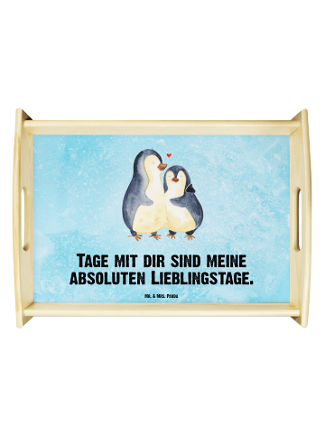 Mr. & Mrs. Panda Tablett Pinguin umarmen mit Spruch in Eisblau