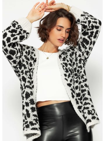 SASSYCLASSY Cardigan mit Leo-Print - schwarz-offwhite in Offwhite
