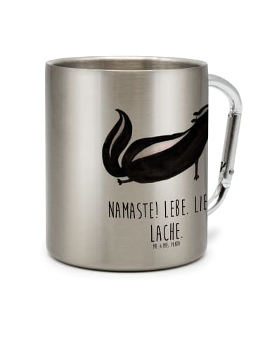 Mr. & Mrs. Panda Thermobecher Stinktier Yoga mit Spruch in Silber