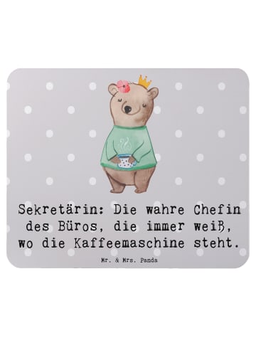 Mr. & Mrs. Panda Mouse Pad Sekretärin Chef mit Spruch in Grau Pastell
