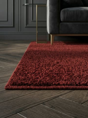 KADIMA DESIGN Teppich Kurzflor Waschbar Einfarbig MAIN Strapazierfähig OEKO-TEX in Rot