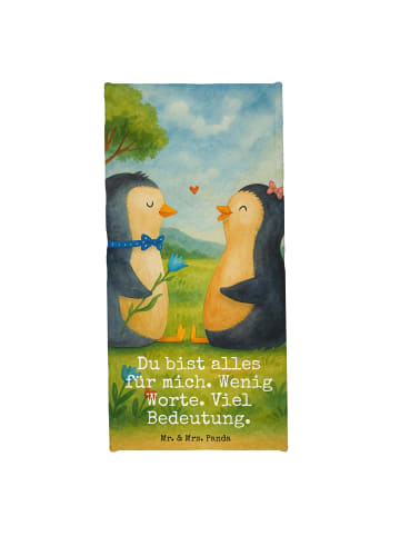 Mr. & Mrs. Panda Badehandtuch Pinguin Pärchen Design mit Spruch in Eisblau