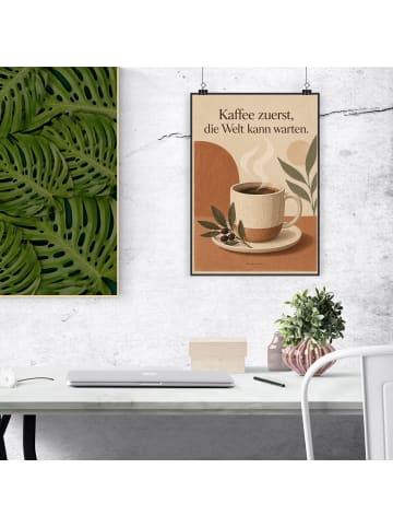 Mr. & Mrs. Panda Wandbild Kaffee gemütlich Design mit Spruch in Weiß