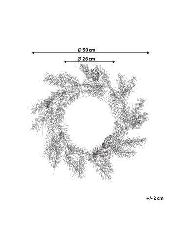 Beliani Kranz WHITEHORN in Grün - (W) 50 x (H) 10 x (L) 50 cm