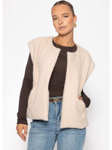 SASSYCLASSY Ärmellose Weste mit Wollstruktur in Beige