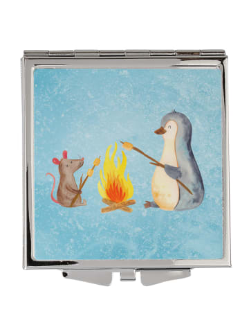 Mr. & Mrs. Panda Kleiner Spiegel Pinguin Lagerfeuer ohne Spruch in Eisblau