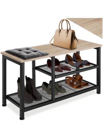 tectake Schuhregal Taunton 80 x 30 x 45,5 cm, Industrial Holz hell, Eiche Sonoma