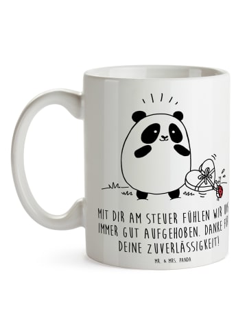 Mr. & Mrs. Panda Kaffeebecher Busfahrer Sicherheit mit Spruch in Weiß