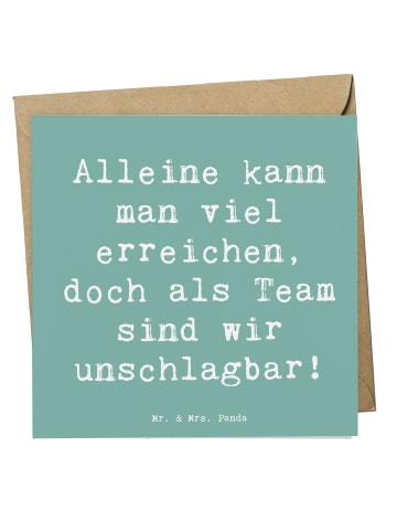 Mr. & Mrs. Panda Einladungskarte Spruch Im Team zuMenschmenarbeiten... in Meeresbrise