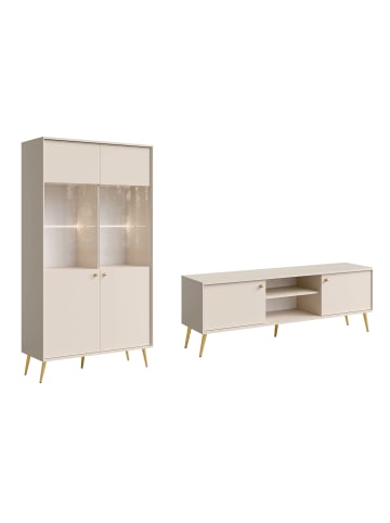 Feldmann-Wohnen Wohnzimmer-Set 2-teilig Rose sandbeige 261,5 / 40,5 / 191cm