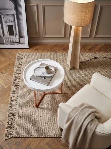 KADIMA DESIGN Couchtisch JESI 58,5x42x58,5cm / Kupfer Sofatisch Metall Rund, in Weiß