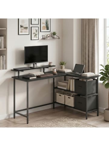VASAGLE Schreibtisch Barnet in Schwarz - (B)135 x (H)90 x (T)105 cm