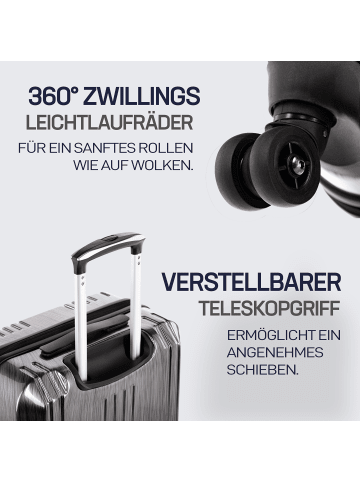 FERGÉ Koffer-Set Hartschale 3 teilig Koffer Set CANNES TSA-Schloß Graphit in schwarz