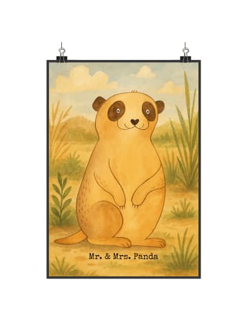 Mr. & Mrs. Panda Wandbild Erdmännchen Design ohne Spruch in Weiß
