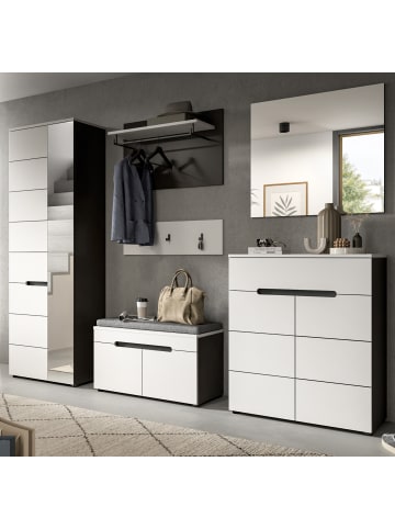 Inn.Furn Garderoben-Set 6-teilig in weiß, grau 255 cm, Komplettset mit Soft-Close