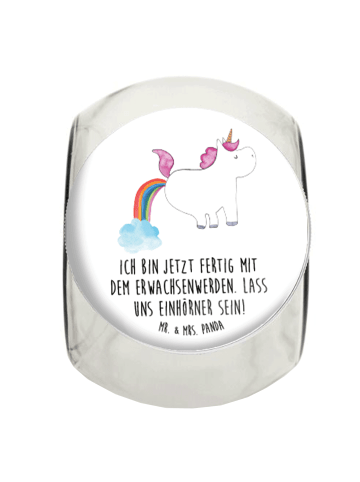 Mr. & Mrs. Panda Bonbonglas Einhorn Pupsen mit Spruch in Weiß