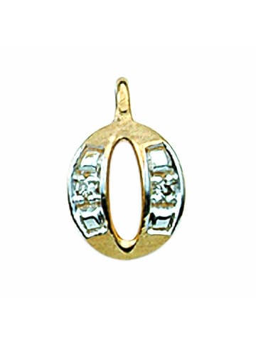 Adeliás Damen & Herren 585 Gold Buchstabenanhänger O mit Diamant in gold