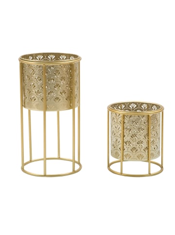 Mauro Ferretti Set mit 2 goldenen Metall-Pflanztöpfen Ø cm 21x40-19x22