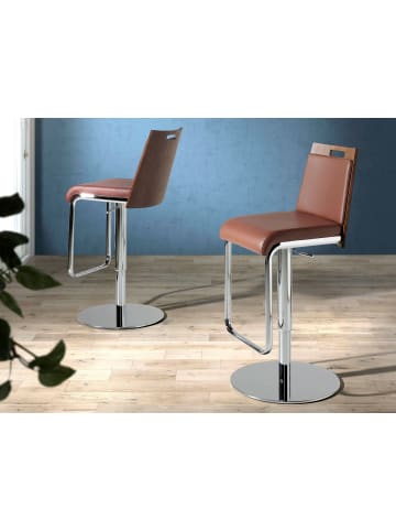 Angel Cerdá Drehbarer Hocker 4072 in Braun/Walnuss/Stahl – (B)48 x (H)84 x (T)40 cm