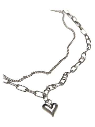 Urban Classics Urban Classics Unisex Heart Icon Layering Necklace in silver