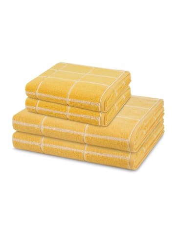 Ross 2 X Handtuch 2 X Duschtuch im Set Sensual Skin Karo in Ginster