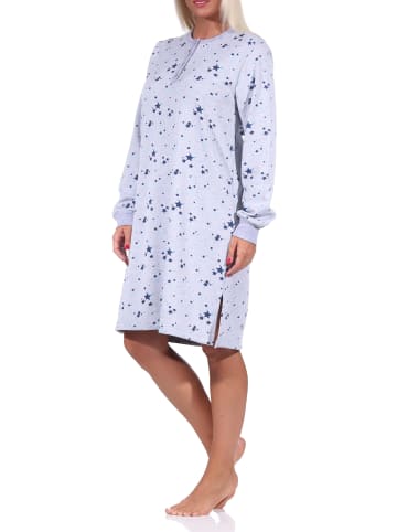 NORMANN Frottee Nachthemd Bündchen Sterne - 69846 in Grau