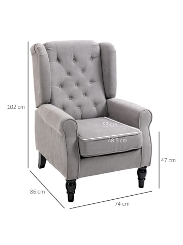 HOMCOM Einzelsessel-B74 x T86 x H102 cm-Grau
