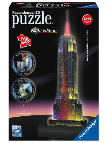 Ravensburger Empire State Building bei Nacht. 3D Puzzle 216 Teile | Erleben Sie Puzzeln in...