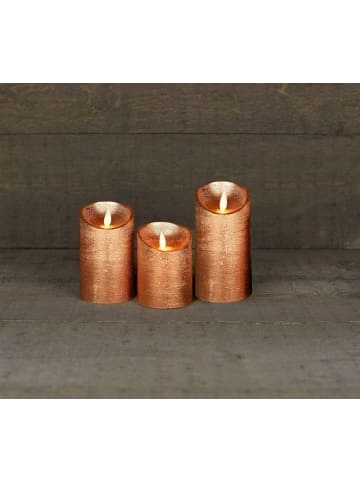 Coen Bakker 3er LED Echtwachskerze Kerze Timer in Kupfer