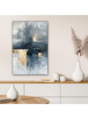 MuchoWow Poster mit Leiste Abstrakte Kunst gold grau  (BxH)