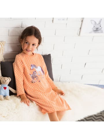 Erwin Müller Single-Jersey Kinder-Nachthemd in aprikot/weiß