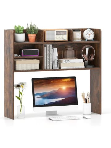 COSTWAY 3-stufiges Schreibtischregal in Braun