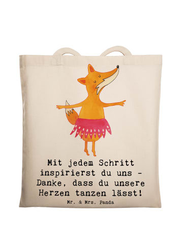 Mr. & Mrs. Panda Baumwollbeutel Tanzen Trainerin Herz mit Spruch in Creme