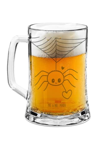 Mr. & Mrs. Panda Bierkrug Spinne Agathe Liebe ohne Spruch in Transparent