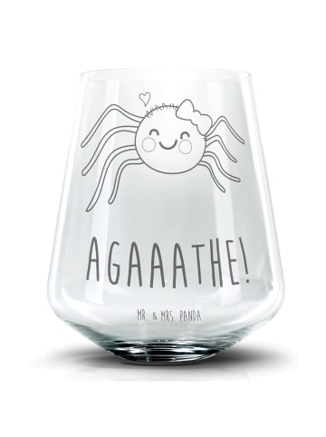 Mr. & Mrs. Panda Tumbler Glas Spinne Agathe Freude mit Spruch in Transparent