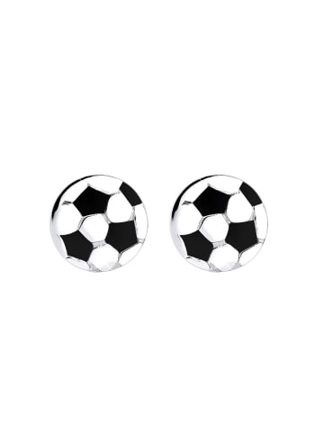 Elli Ohrringe 925 Sterling Silber Fussball in Schwarz