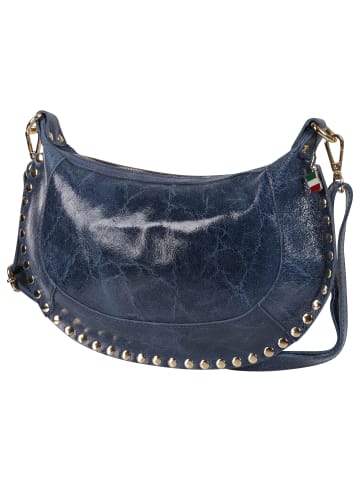 Florence Florence Schultertasche, Umhängetasche Leder blau ca. 32cm