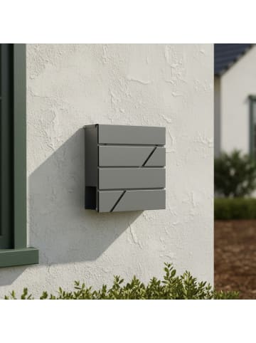 relaxdays Briefkasten in Anthrazit - (B)37 x (H)37 x (T)11 cm