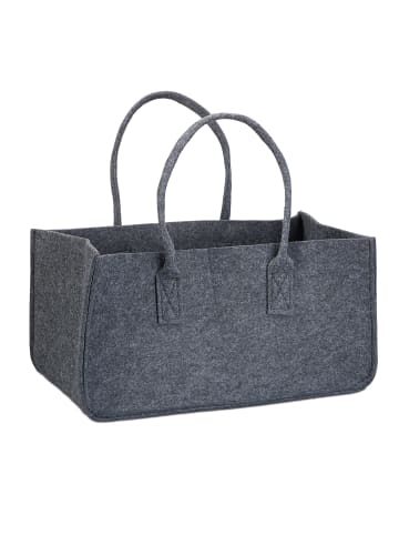 relaxdays 2x Kaminholztasche in Anthrazit - (B)25 x (H)25 x (T)50 cm