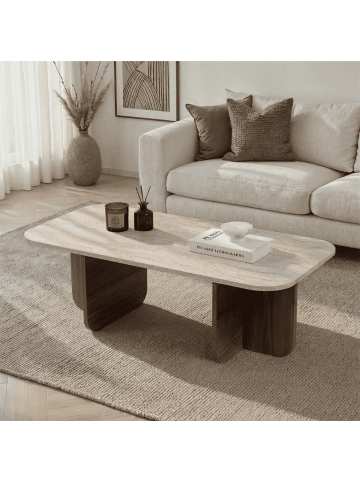 CALICOSY Couchtisch BECAJ in Walnuss - (W) 120 x (H) 41,4 x (L) 60 cm